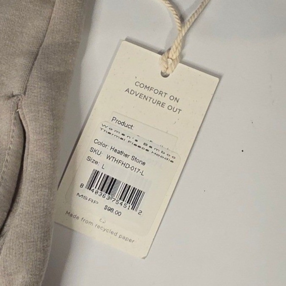 Free Fly Bamboo Lightweight Fleece Hoodie Women's Large Heather Stone NEW $98 - Picture 5 of 9
